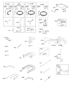 Controls, Wires, Springs, Alternators, Ignition Diagram and Parts List for 305777-0132-B5 200000 - 399999 Briggs and Stratton Engine